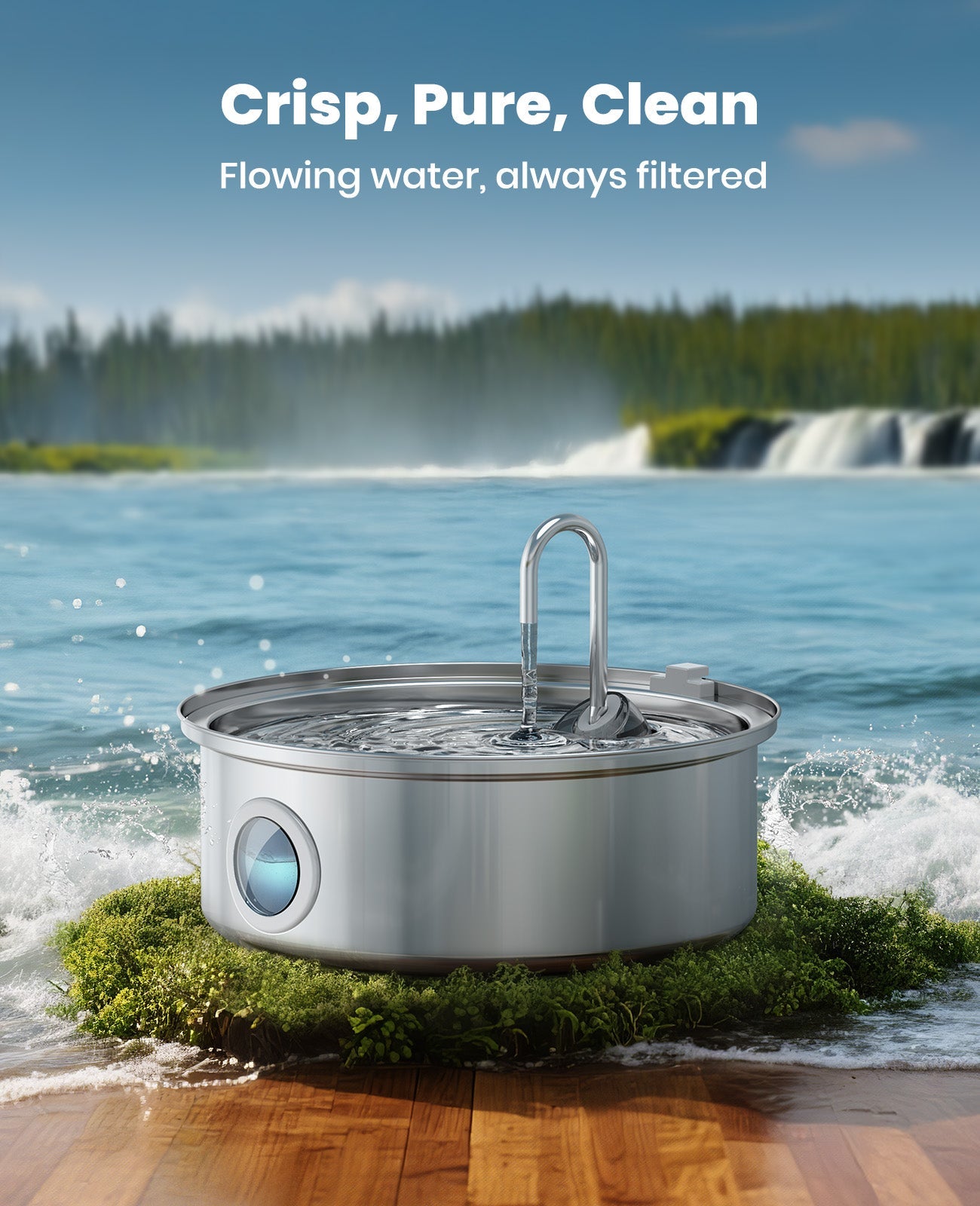 Oneisall 7L Pet Water Fountain with Visual Water Level