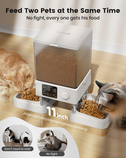 Oneisall 5L Automatic Cat Feeder for Two Cats-Black