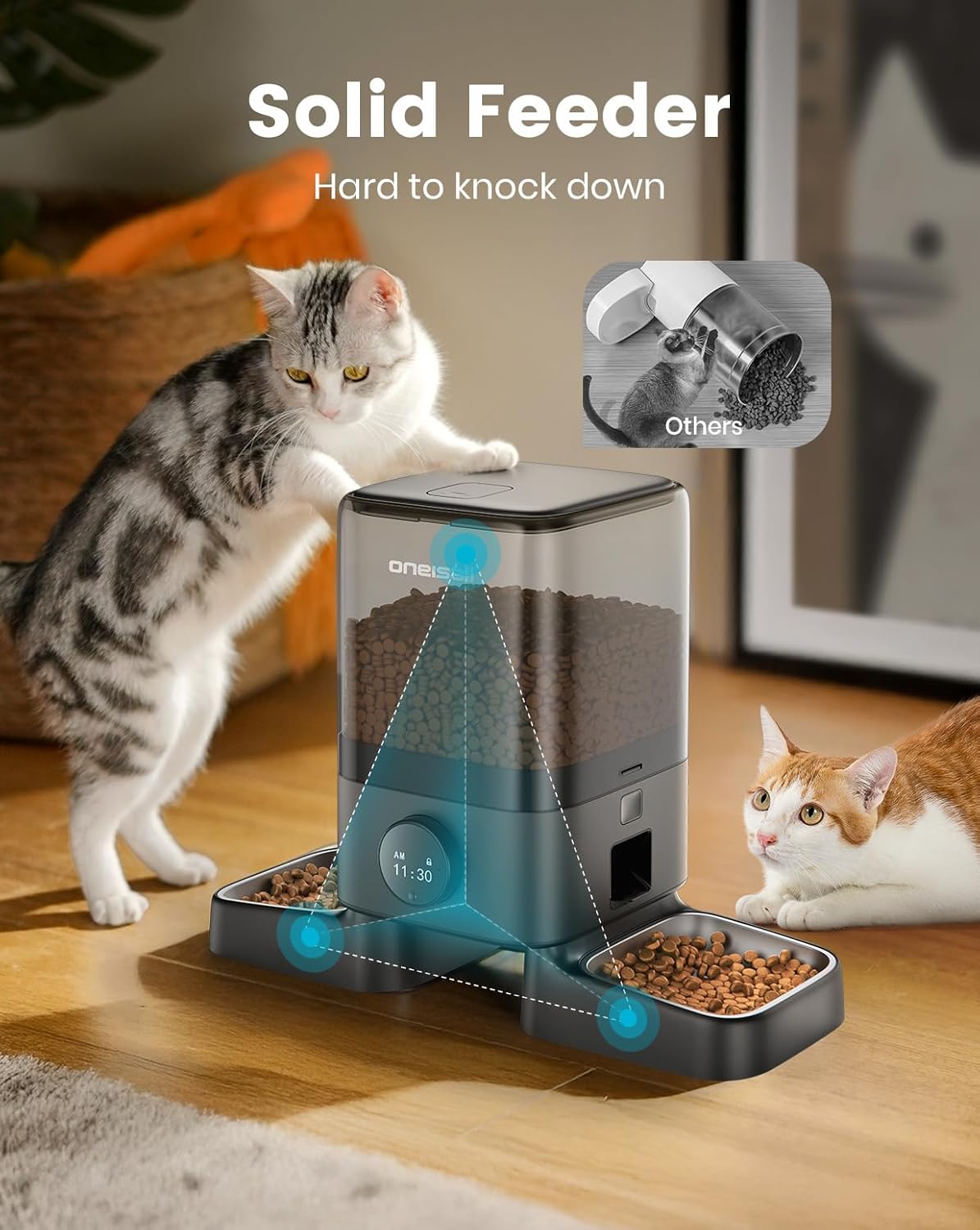 Oneisall H1 5L Automatic Cat Feeders for Two Cats