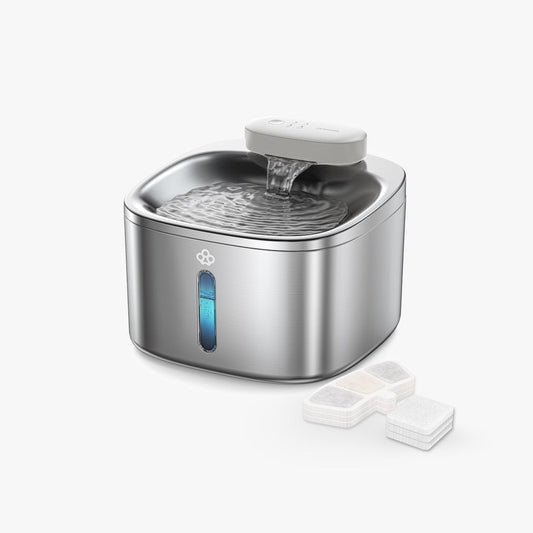 Oneisall 3.5L Cordless Stainless Steel Pet Water Fountain with 3PCS Filters