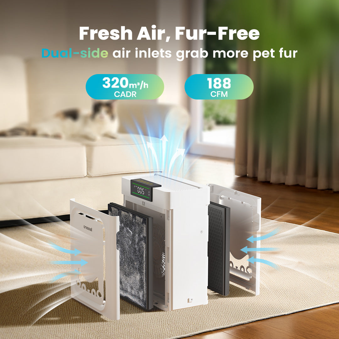 Oneisall Pet Air Purifier & Cordless Water Fountain Set