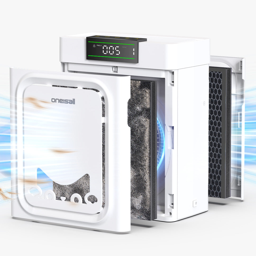 Oneisall Air Purifiers for Home Pets with Double-Sided Inlet, 2-Pack Set