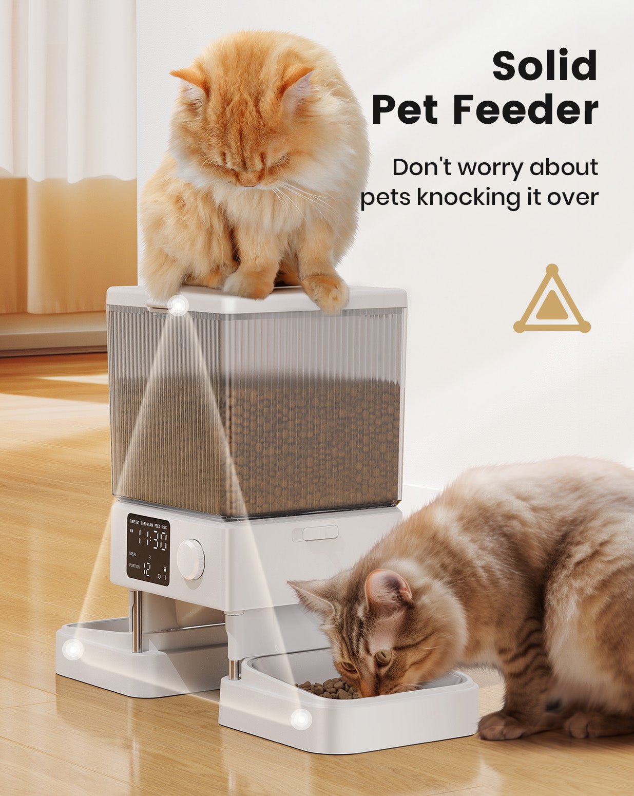 Oneisall 5L Automatic Cat Feeder for Two Cats-Black