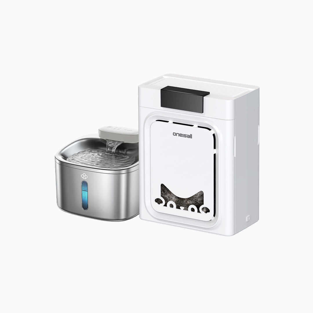 Oneisall Pet Air Purifier & Cordless Water Fountain Set