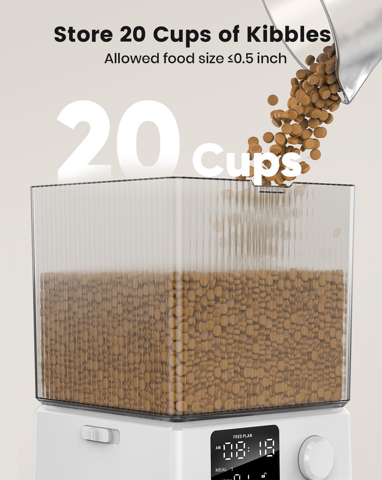 Oneisall 5L Automatic Cat Feeder for Two Cats-Black