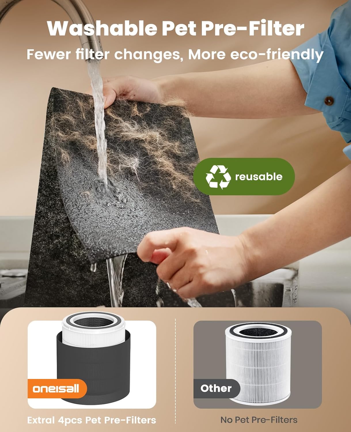 Oneisall PP01 Air Purifier for Pet Hair and Odor