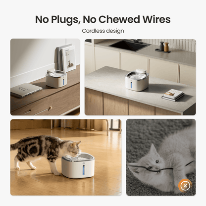 Oneisall 3.5L Cordless Pet Water Fountain – Black & White Couple Set