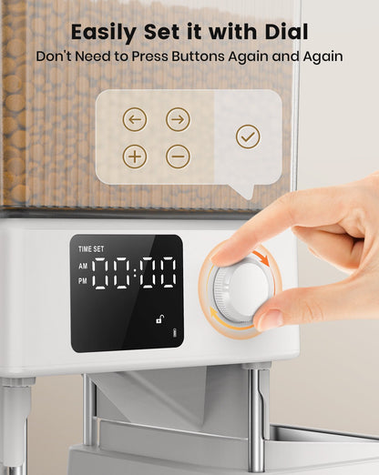 Oneisall 5L Automatic Cat Feeder for Two Cats-Black