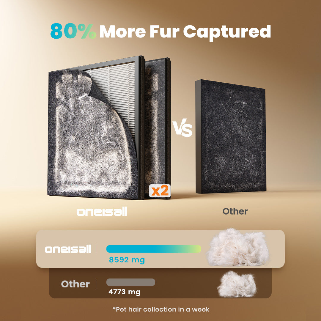 Oneisall Air Purifier for Homes with Pets, Double-Sided Inlet
