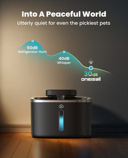Oneisall 3.5L Cordless Pet Water Fountain – Black & White Couple Set