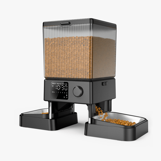 Oneisall 5L Automatic Cat Feeder for Two Cats-Black